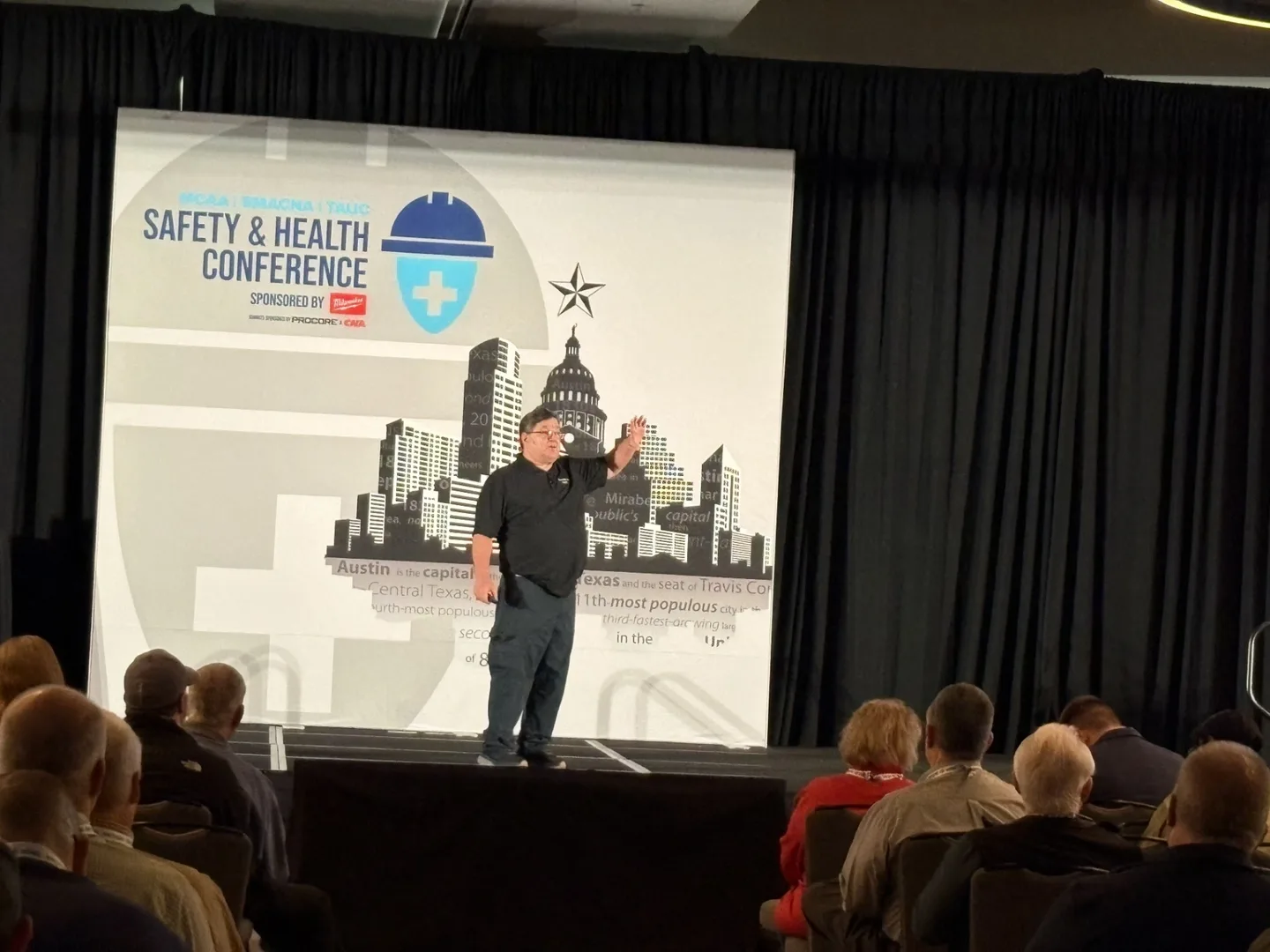 David A. Ward Sr. speaking on stage at a safety and health conference